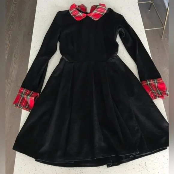 Sourpuss goth black red plaid skater dress size small - Picture 4 of 4